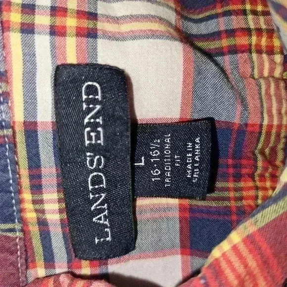 Lands End Mens Short Sleeve Plaid Shirt Size L - Picture 11 of 11
